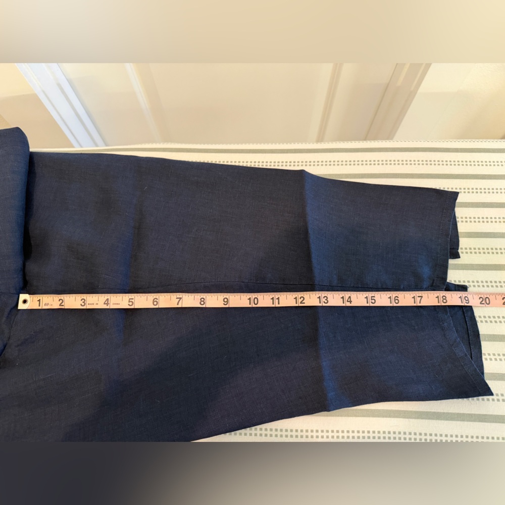 Flax Brand Wide-Leg Navy Linen Pants - Picture 9 of 10